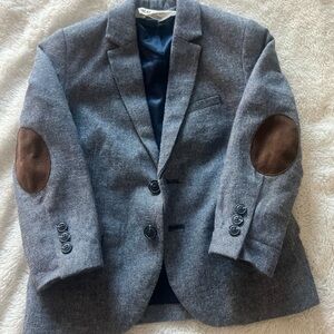 H&M Gray Blazer with Brown Elbow Patches